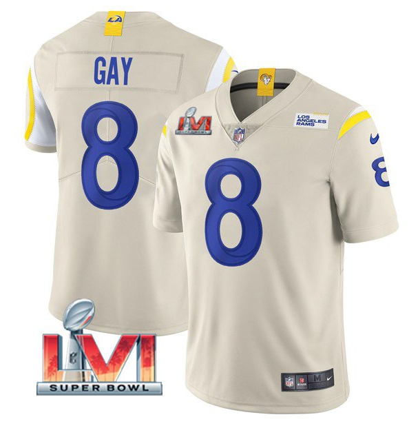 Men's Los Angeles Rams #8 Matt Gay 2022 Bone Super Bowl LVI Vapor Limited Stitched Jersey